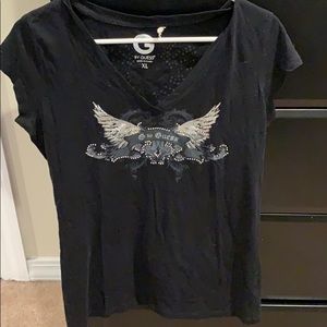 Rhinestone print graphic tee